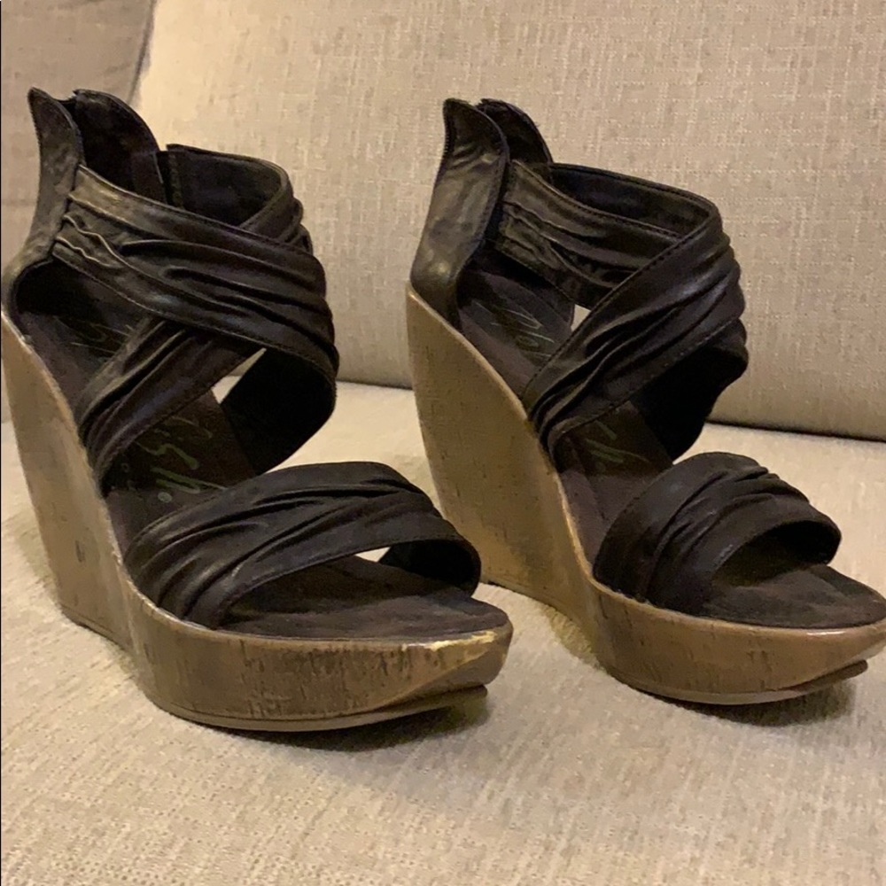 Blowfish Malibu Brown Wedges, 8